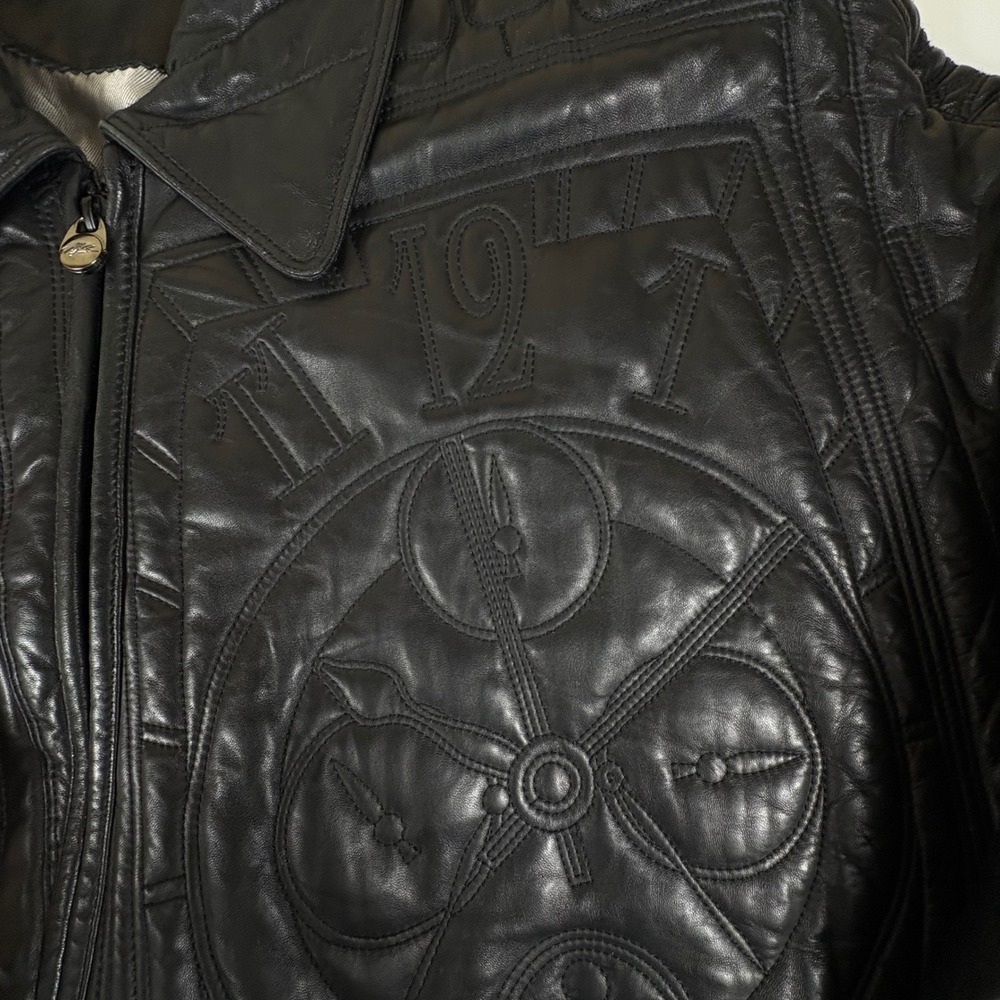 Vintage Pelle Pelle Marc Buchanan Embossed Leather Bomber Jacket 56‎ Y2K - Picture 5 of 16